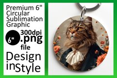 Funny Cat Charm Sublimation Circle Design Keychain Product Image 1