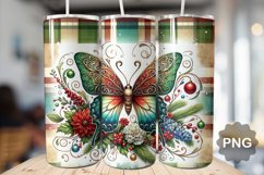 Christmas Butterfly Sublimation - 20 Oz Skinny Tumbler Product Image 1