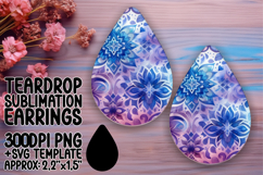 Playful Teardrop Earrings PNG for DIY , Watercolor Patter Product Image 1