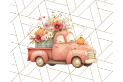 Vintage Truck Pumpkin and Fall Flowers PNG Clipart, Autumn Product Image 5