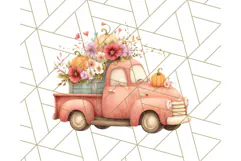 Vintage Truck Pumpkin and Fall Flowers PNG Clipart, Autumn Product Image 5