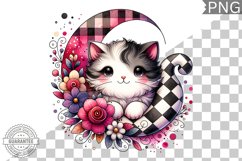 Cat With Flowers Sublimation - Clipart PNG Design Product Image 1