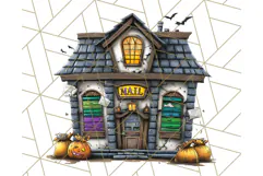 Halloween Buildings Clipart PNG, Haunted Houses Art Product Image 5