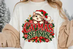 Catmas Season Cute Kitten Wearing Santa Hat PNG - Holiday Product Image 2