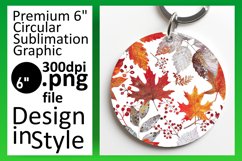 Autumn Leaves Round Design for Sublimation Keychain Product Image 1