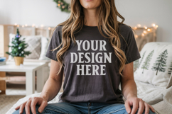 Bella Canvas 3001 Black Christmas Shirt Mockup, Trandy Mocku Product Image 1