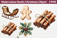 Watercolour Rustic Christmas Clipart PNG Product Image 1