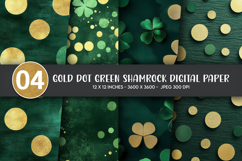 Gold Dot Green Shamrock Digital Paper Product Image 1