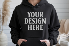 Black Gildan 18500 Hoodie Sweatshirt Mockup, 185 mock up Product Image 1