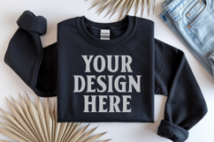 Black Gildan 18000 Folded Flat Lay Mockups Product Image 1