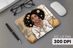 Afro Girl / Woman braided hair Mouse Pad, Black Queen PNG Product Image 1
