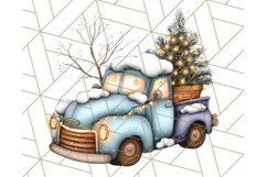 Vintage Christmas Truck Clipart PNG, Retro Holiday Vehicle Product Image 5