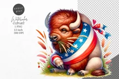 Patriotic clipart, Bison clipart, America sublimation Product Image 1