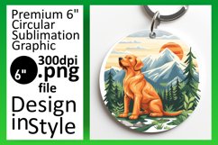 Dog in the Wild Circle Design Sublimation Keychain PNG Product Image 1