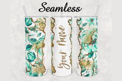 Emerald Green Floral Marble 20 oz sublimation design tumbler Product Image 1