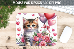 Watercolor Cat Mouse Pad Sublimation - Valentines Png Product Image 1