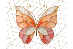 Stained Glass Butterfly PNG Colorful Clipart for Sublimation Product Image 5