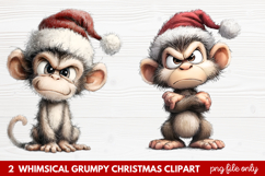 2 Whimsical Grumpy Christmas Clipart | Funny Grumpy Holiday Product Image 1