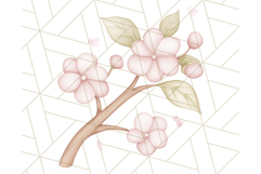 Pastel Pink Easter Bunny Egg and Flowers Clipart PNG Product Image 2