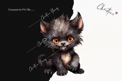 Watercolor Baby Werewolf Clipart | Watercolor Halloween PNG Product Image 2