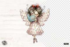Spring Fairy Reading Png Sublimation - Spring Clipart Product Image 1