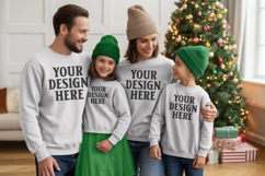 Christmas Family Matching T-Shirt Mockups | Holiday Group Product Image 1
