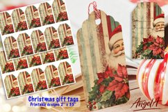 Christmas gift tag printable, retro Santa Claus, floral tags Product Image 1