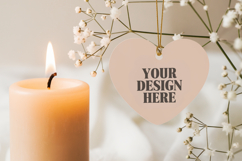 Christmas Love Heart Ornament Mockup | Holiday Hanging Product Image 1