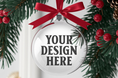 Acrylic Christmas Ornament Mockups | Clear Holiday Ornament Product Image 1