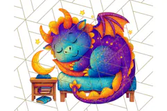 Cute Fantasy Dragon Clipart PNG, Bold Baby Dragon Clip Art Product Image 5