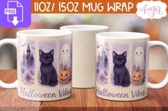 Halloween vibes mug wrap PNG, Spooky coffee mug PNG Product Image 2