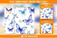 3D Cute Butterfly Tumbler Wrap Designs, Sublimation Wrap Product Image 1