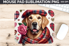 Watercolor Dog Mouse Pad Sublimation - Valentines PNG Design Product Image 1
