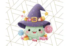 Kawaii Halloween Clipart Cute Kids and Candy Elements Png Product Image 5