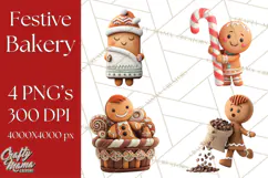 Cozy Christmas Bakery Gingerbread Clip Art PNG Festive Mini Product Image 1