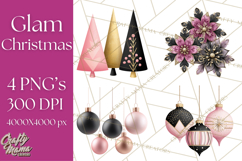 Pink and Black Glam Christmas PNG Clipart Product Image 1