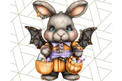 Halloween Bunny Clipart, Cute Bunnies in Costumes PNG Product Image 5