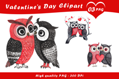 Valentine’s Day Owl Couple Clipart PNG Set Product Image 1