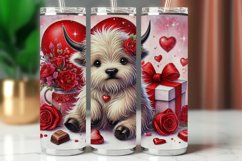 Valentine Tumbler Wrap 20 oz - baby highland cow with heart Product Image 1