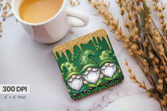 Three Gnomes Leprechaun Hats Square Coaster PNG Sublimation Product Image 1