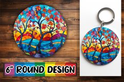 PNG Colorful Stained Glass Tree Round Design Product Image 1