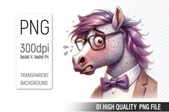 Funny Horse Clipart PNG, Sublimation Horse Design Product Image 1
