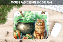 Watercolor Cauldron Cat Mouse Pad Sublimation - Animal PNG Product Image 1