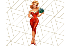 Vintage Glamorous Christmas Party Clipart PNG, Holiday Png Product Image 5
