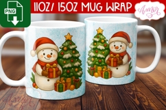Custom Christmas mug wrap PNG, Cute Snowman png template Product Image 3