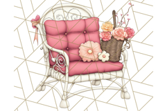 Pink Cottagecore Garden PNG Clipart, Vintage Floral Art Product Image 5