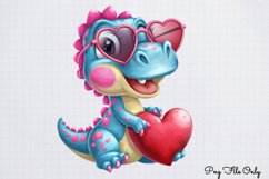 Peeking Dinosaur Valentines Day Clipart PNG Product Image 1
