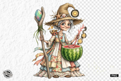 Whimsical Summer Witch Clipart Product Image 1