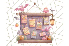 Pastel Halloween Town PNG Clipart, Spooky Shops & Homes Png Product Image 5