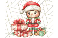 Vintage Christmas Clipart PNG, Cute Animals Holiday Elements Product Image 5